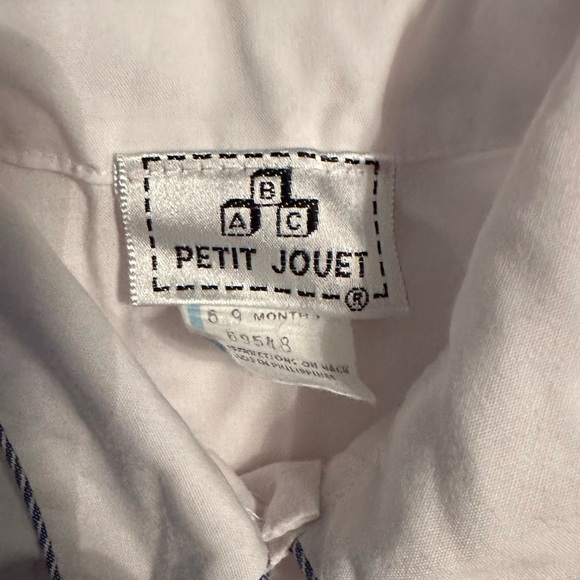 Vintage Petit Jouet 3pc Outfit Baby 6-9m Crane Truck Overalls Shirt Knit Booties - Picture 8 of 12